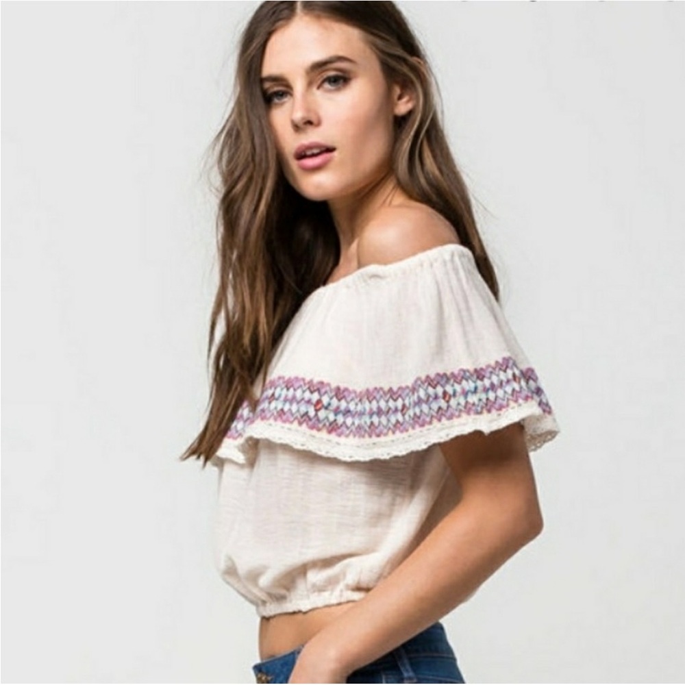 Billabong colorful off the shoulder top